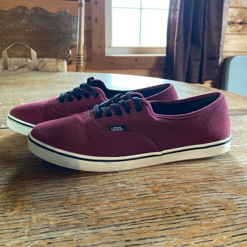 Vans Women's Authentic Canvas Sneakers in Burgundy with Black Laces